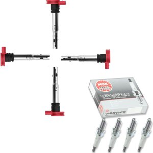 Paquete de 4 bobinas de encendido resistentes + 4 bujías de repuesto platino para Audi A4 Quattro A5 Q7 A6 A7 Porsche Volkswagen UF-529 UF529 Paquete de 4 bobinas de encendido resistentes + 4 bujías de repuesto platino para Audi A4 Quattro A5 Q7 A6 A7 Porsche Volkswagen UF-529 UF529