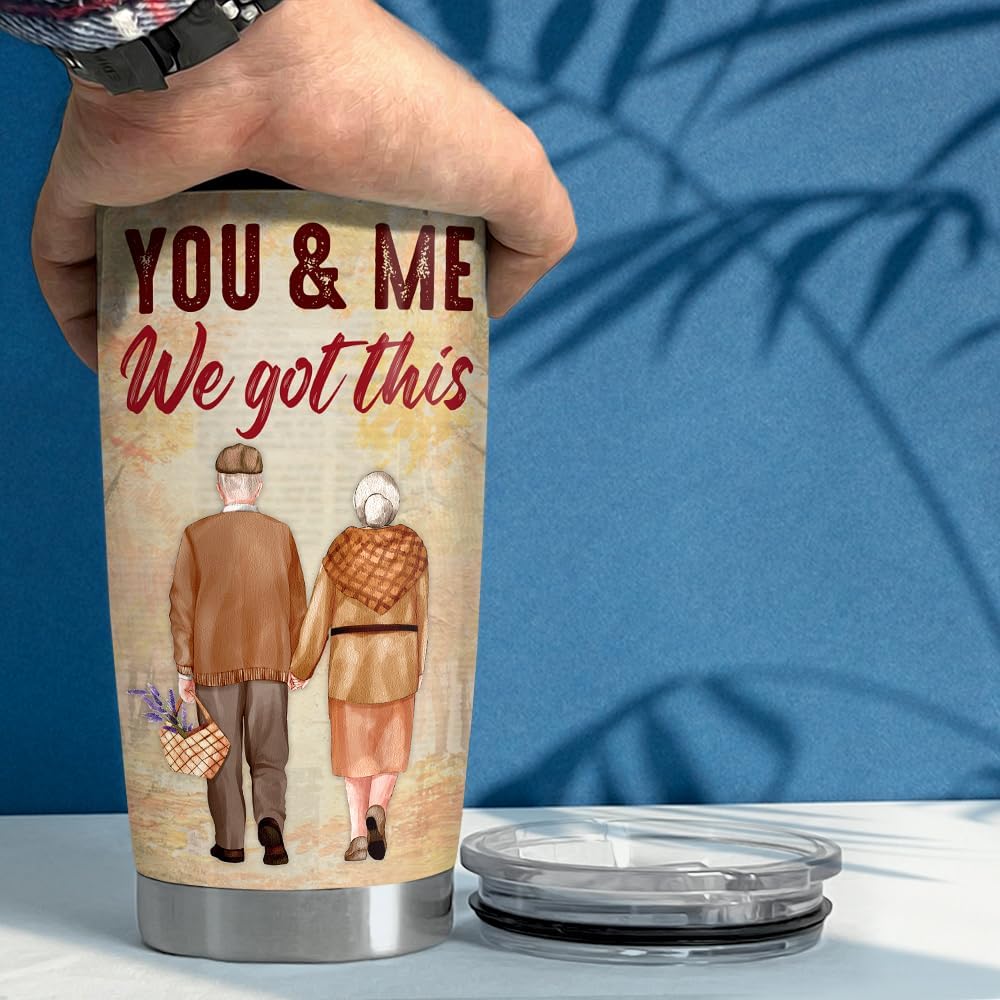 SANDJEST Vaso de acero inoxidable de 20 onzas con aislamiento de doble pared para el día de San Valentín, regalo para marido, boda, cumpleaños,