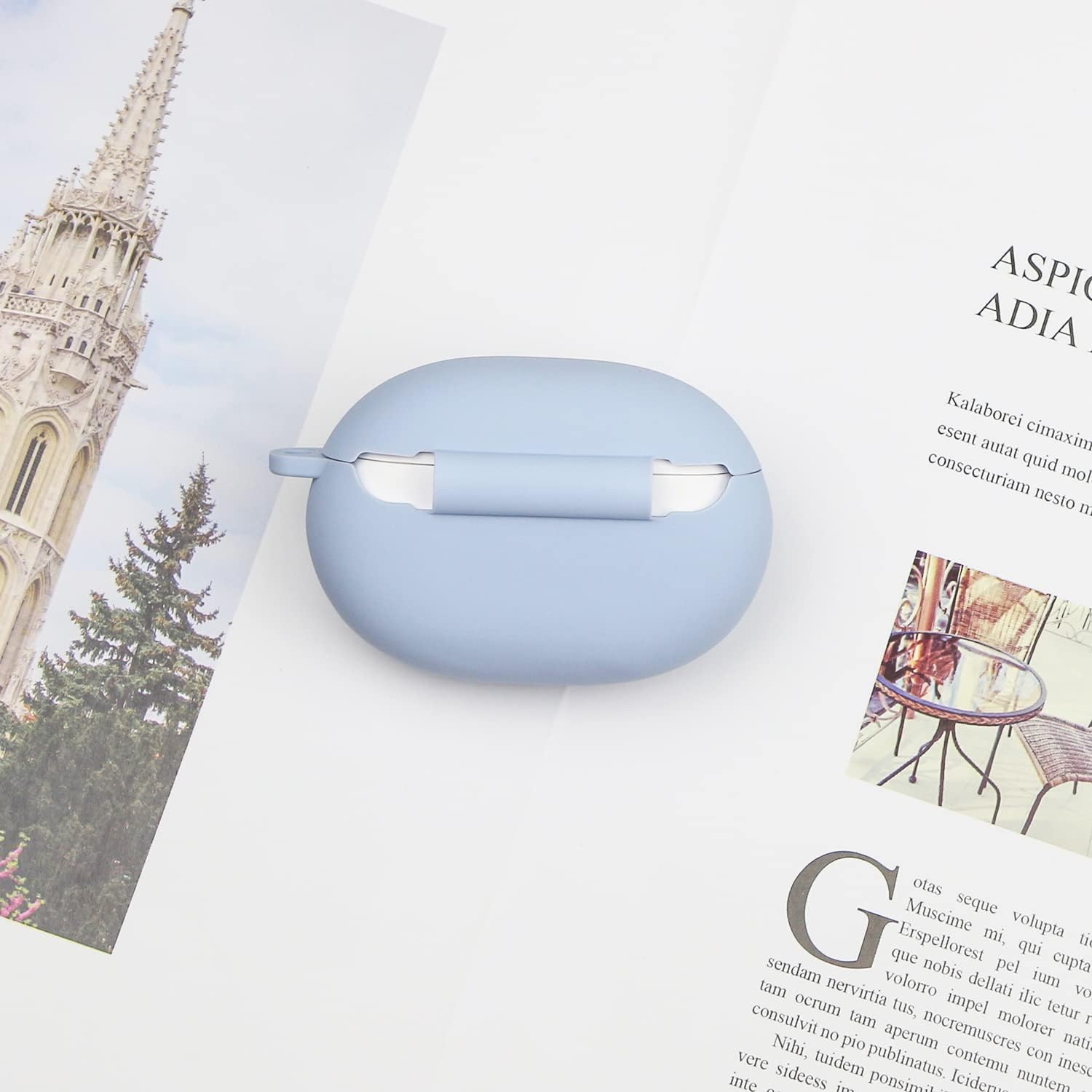 Wonhibo Bonita funda de mariposa para auriculares Beats Studio Buds, funda protectora de silicona azul claro para mujeres y niñas