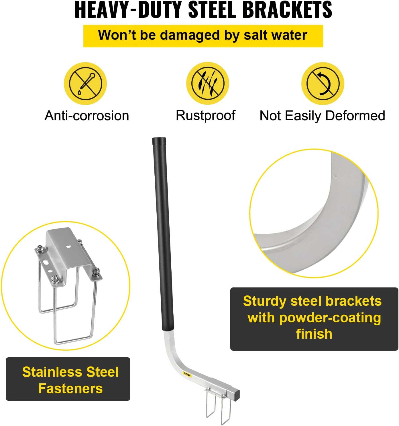 VEVOR Guías de remolque de barco, 40 a 60 pulgadas, 2 guías de remolque de acero, guías de remolque con tubos de PVC, accesorios de montaje