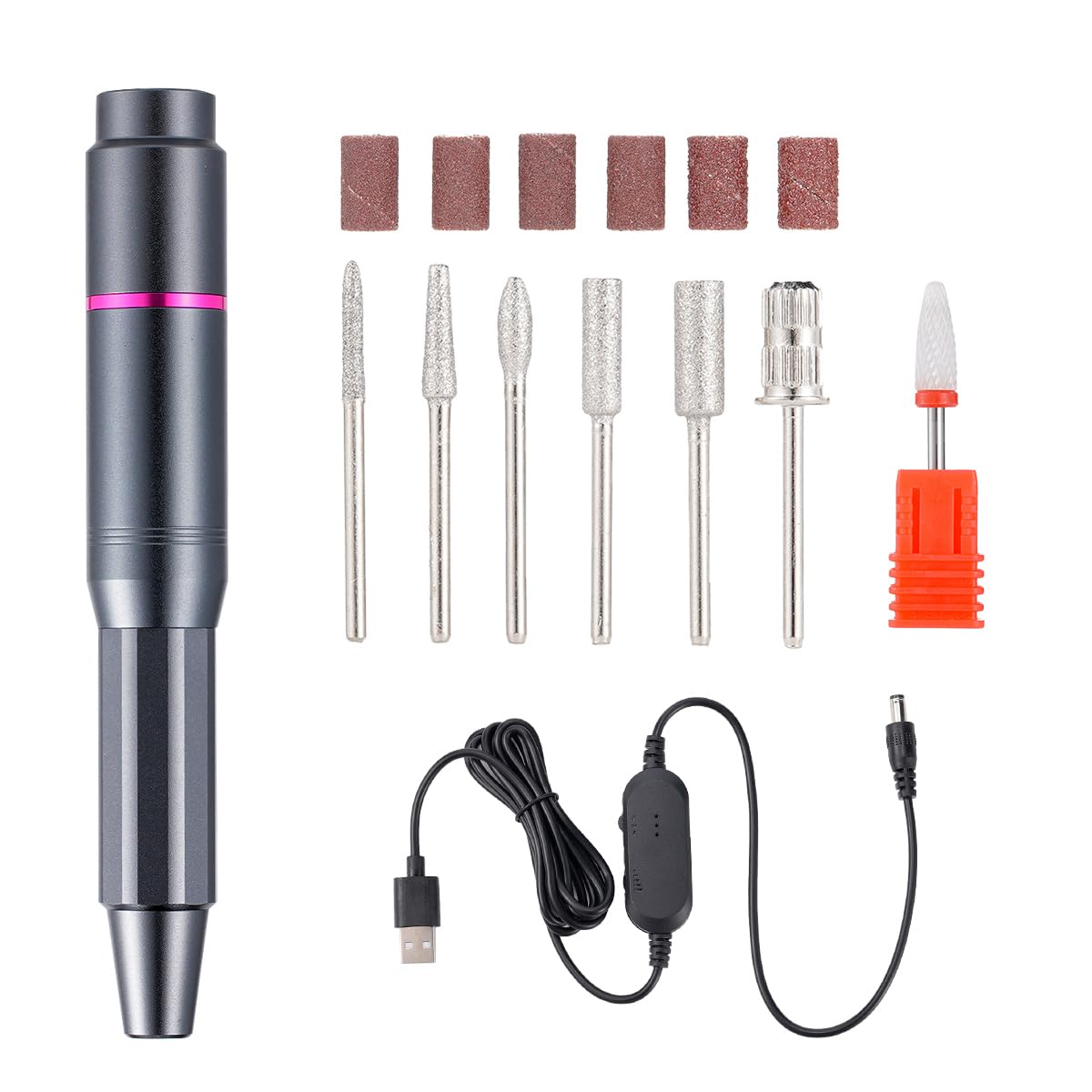 Taladro de uñas portátil de 25000 RPM, kit profesional de taladro de uñas eléctrico para uñas de gel acrílico, moldeado, pulido, herramienta de