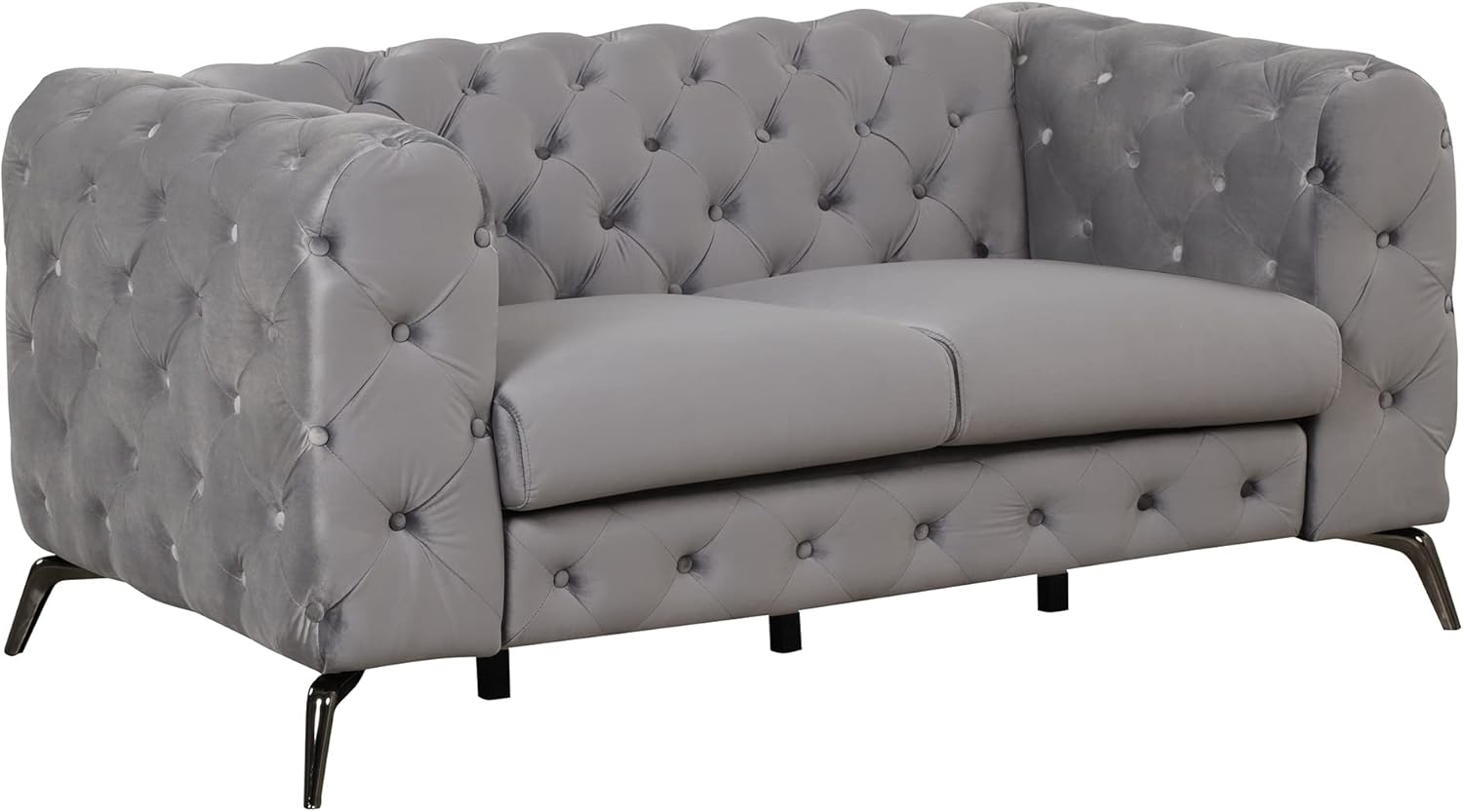 Merax Sofá biplaza tapizado de terciopelo, moderno sofá para 2 personas con respaldo copetudo con botones, para sala de estar, dormitorio o espacio