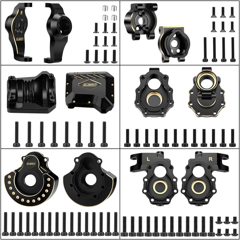 GLOBACT Kit de actualizaciones de latón para 110 TRX4 eje portal delantero y trasero interior y exterior carcasa portal cubierta diff soportes de