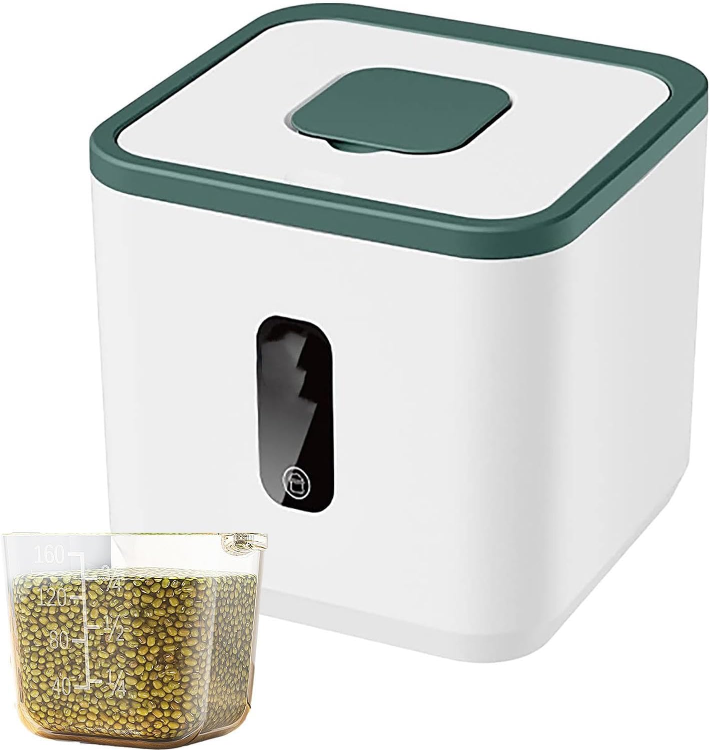 Dispensador de arroz, contenedor de arroz de 22 a 25 libras, Contenedores de alimentos, Contenedor de harina de alimentos secos con taza medidora,