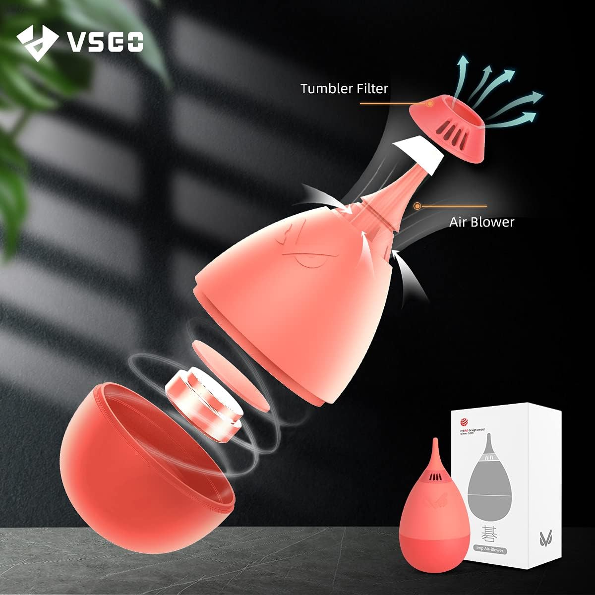 VSGO V-B011E – Soplador de limpieza de cámara con filtro de diseño de vaso, soplador de limpieza de lentes de aire comprimido compatible con Nikon