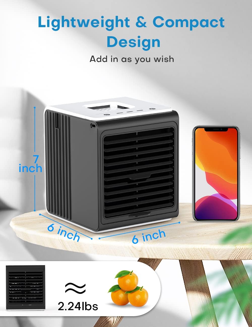 FANCOLE Aire acondicionado personal, aire acondicionado portátil 3 en 1 con control remoto, 3 velocidades, enfriador de aire pequeño alimentado por