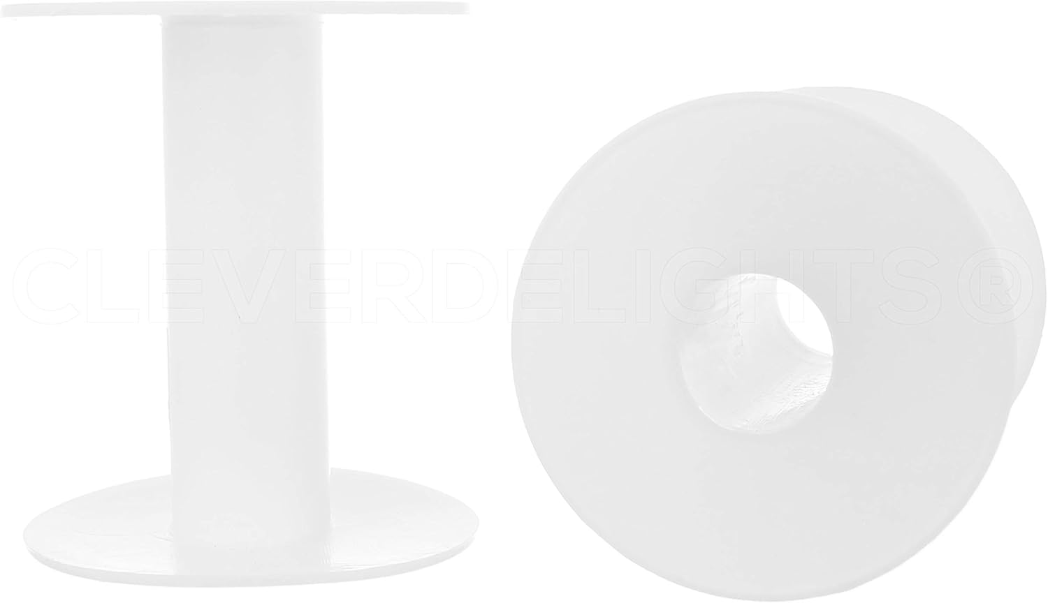 CleverDelights – Paquete de 16 carretes de plástico blanco de 3 pulgadas – Carretes vacíos – Cuerda de alambre para manualidades