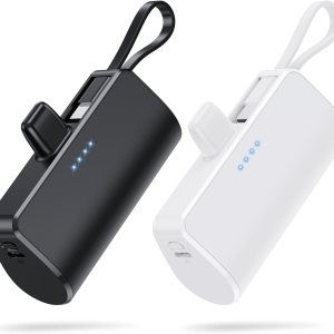Paquete de 2 Cargador portátil pequeño de 5200 mAh para iPhone, cargador de batería PD 3.0A con cable integrado, mini batería USB C compatible con Paquete de 2 Cargador portátil pequeño de 5200 mAh para iPhone, cargador de batería PD 3.0A con cable integrado, mini batería USB C compatible con