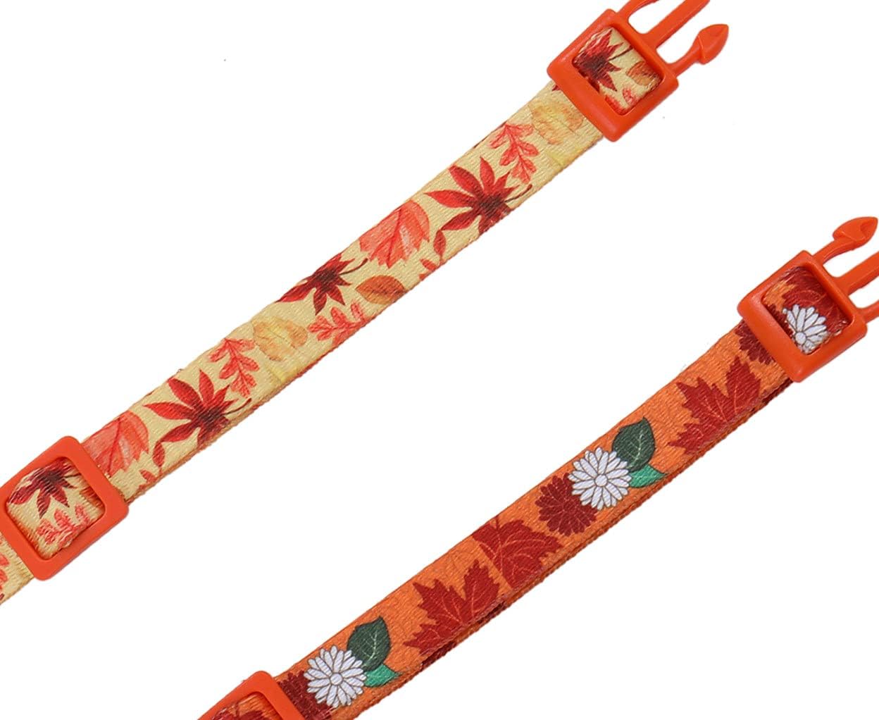 Collar de otoño para perros pequeños, paquete de 2 collares de perro de Acción de Gracias con patrón de arce y flores, ajustable y suave de llevar,