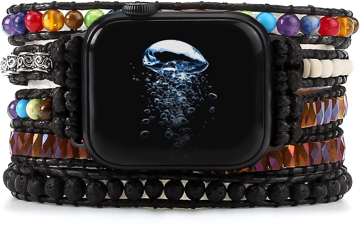BOKIIWAY Correa de reloj bohemia hecha a mano con cuentas compatible con Apple Watch de 1.496 in1.575 in1.614 in1.654 in1.732 in1.772 in1.929