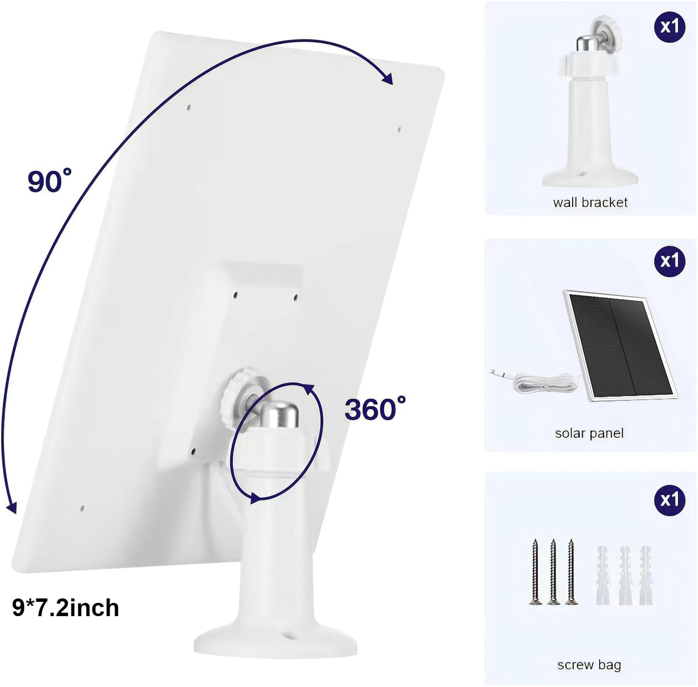 Panel solar para cámara de seguridad, cargador de panel solar de 8 W para cámara de carga rápida, enchufe USB C y micro USB, cable de 9.8 pies,