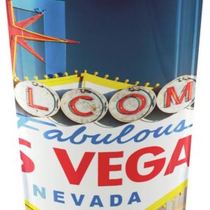 Ambesonne Taza de viaje con texto en inglés “Welcome to Fabulous Las Vegas Nevada”, imagen detallada del viajero con diseño de carretera urbana, Ambesonne Taza de viaje con texto en inglés “Welcome to Fabulous Las Vegas Nevada”, imagen detallada del viajero con diseño de carretera urbana,