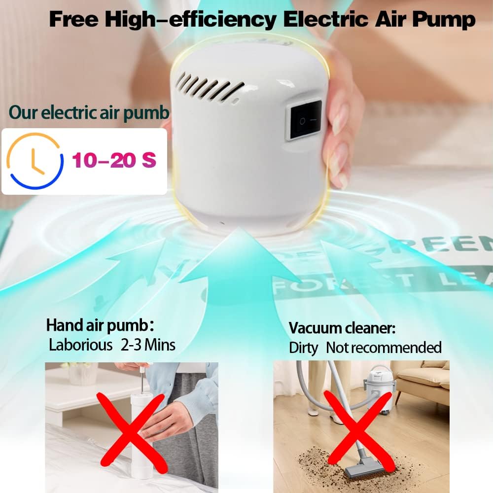 Paquete de 12 bolsas de almacenamiento al vacío resistentes mejoradas con bomba eléctrica (4 jumbo, 4 grandes, 4 medianas), bolsas de almacenamiento