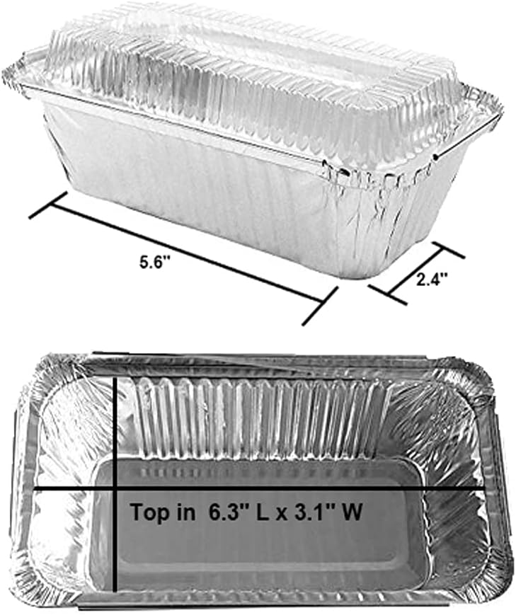Paquete de 50 moldes desechables de papel de aluminio de 1 libra, moldes para hornear con 50 tapas