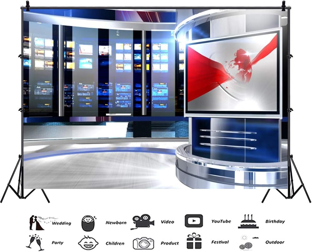 OERJU Programa de estación de TV de 5 x 3 pies, estudio de grabación, fotografía, fondo de red, informe de noticias, sala de radiodifusión, telón de