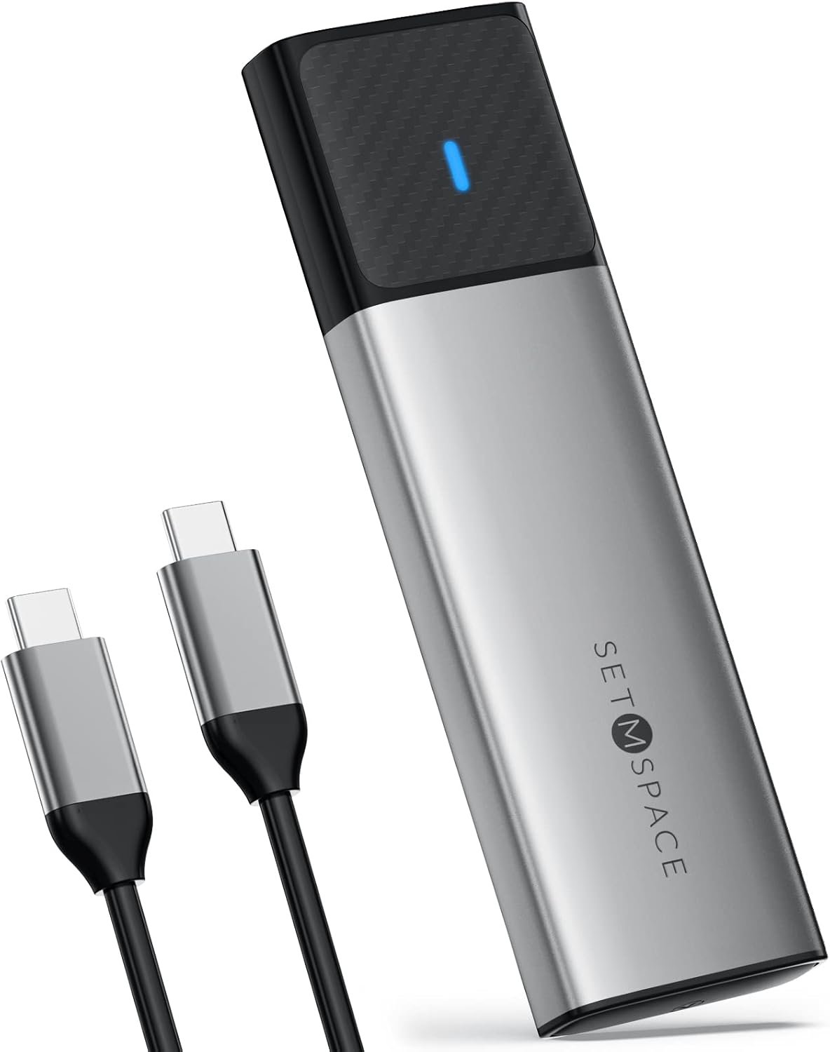 Carcasa SSD sin herramientas, carcasa SSD SETMSPACE M.2 NVME USB C 10Gbps, carcasa NVME de aluminio PCIe M-Key a USB C, carcasa externa M.2 solo