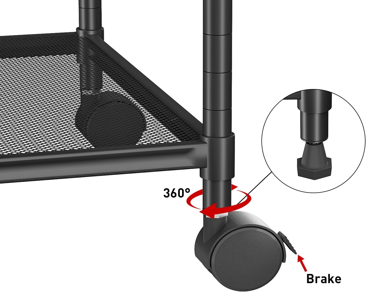 OVICAR Estante de almacenamiento con ruedas  Estantería ajustable de alambre de malla de 5 niveles, estante de almacenamiento de metal para cocina,
