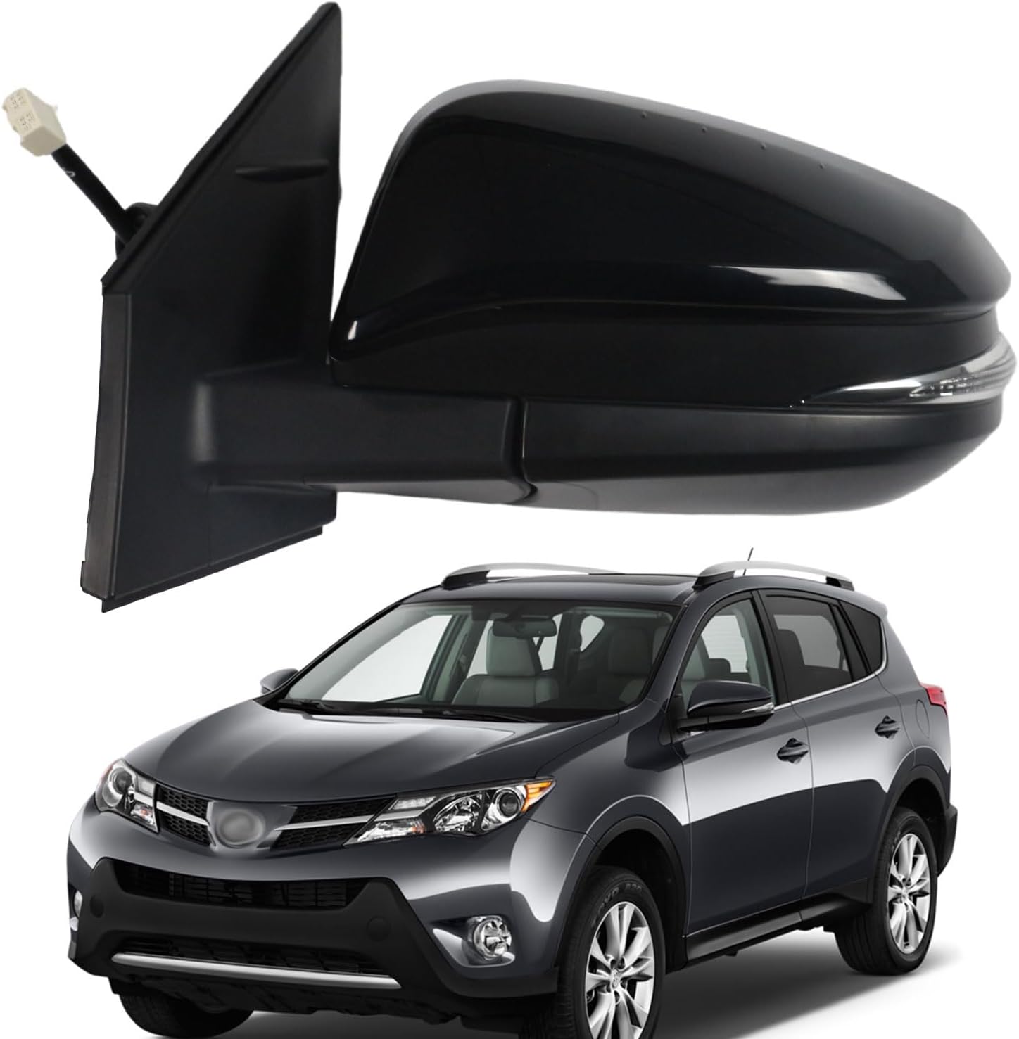 Liizoo Espejo lateral para puerta de automóvil Toyota RAV4 2013 2014 2015 lado izquierdo del conductor  Vidrio ajustable  Vidrio eléctrico  Vidrio