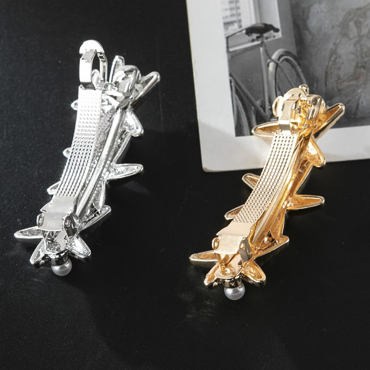 4 pasadores de pelo de estrella de mar para mujeres y niñas, pinzas para el cabello con perlas de resorte, accesorios para mujer, soportes de cola