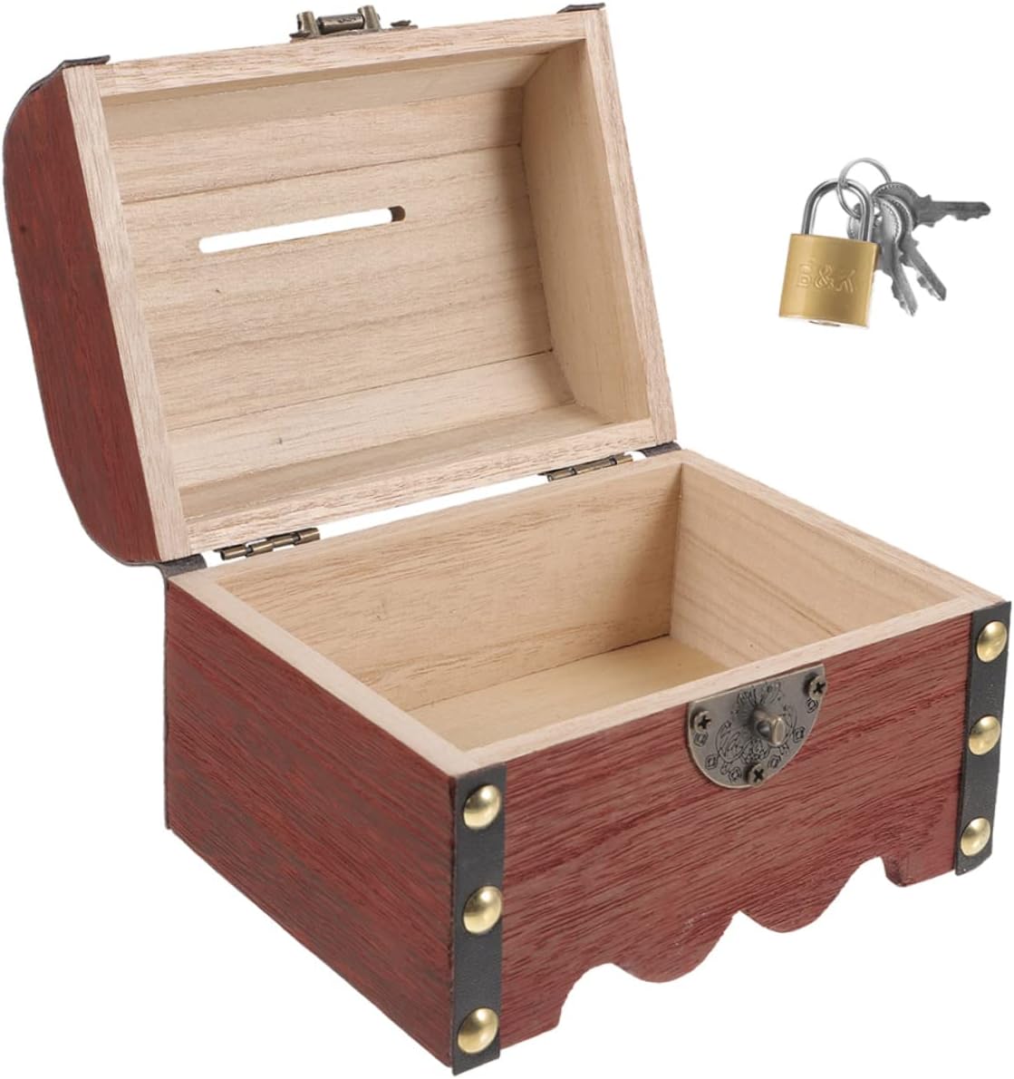 Uonlytech 3 unidades de caja de dinero con cerradura de alcancía para niñas, alcancía para hucha de madera, caja de pecho retro, alcancía para el