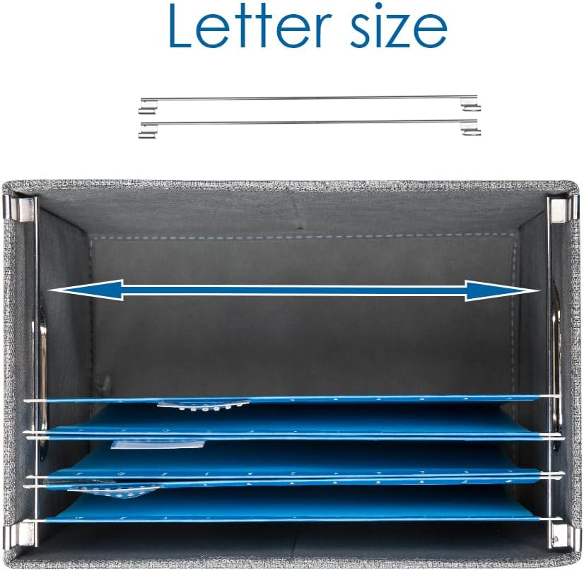 PRANDOM Caja organizadora de archivos, juego de 2 carpetas plegables decorativas de lino para almacenamiento de archivos colgantes con tapas,