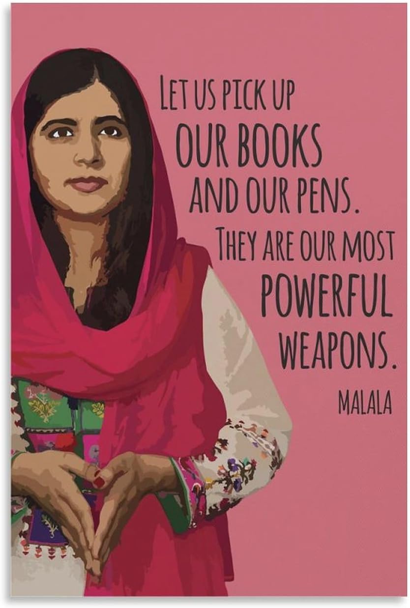 RCIDOS Póster de Malala Yousafzai con cita artística de Malala Yousafzai (14) pósteres e impresiones de pintura en lienzo para decoración de sala de