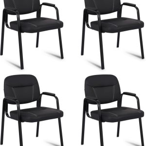 CLATINA Silla de recepción con reposabrazos acolchado de cuero regenerado, silla de invitados de estilo moderno para oficina, reuniones, sala de CLATINA Silla de recepción con reposabrazos acolchado de cuero regenerado, silla de invitados de estilo moderno para oficina, reuniones, sala de