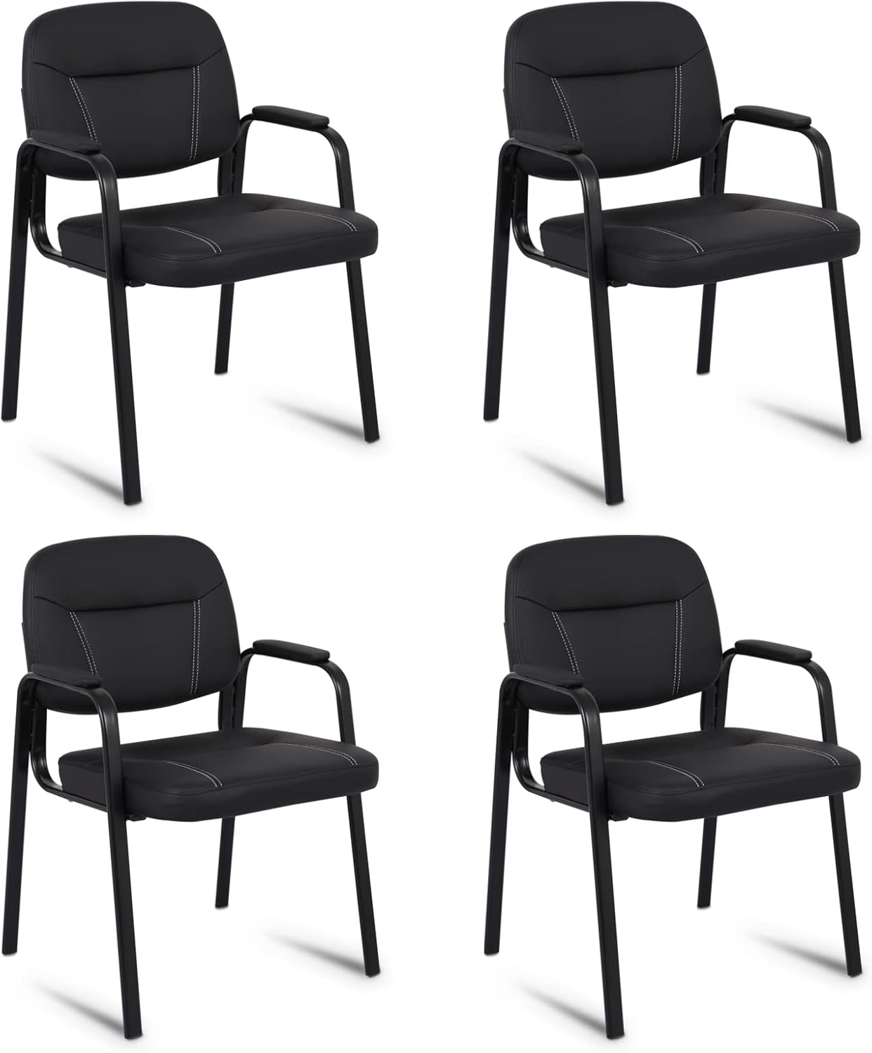CLATINA Silla de recepción con reposabrazos acolchado de cuero regenerado, silla de invitados de estilo moderno para oficina, reuniones, sala de