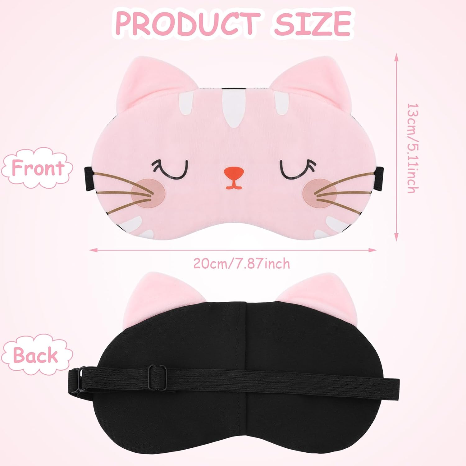 3 piezas de antifaz para dormir para niños, máscara suave para dormir con correa ajustable de dibujos animados gato máscara para dormir adultos