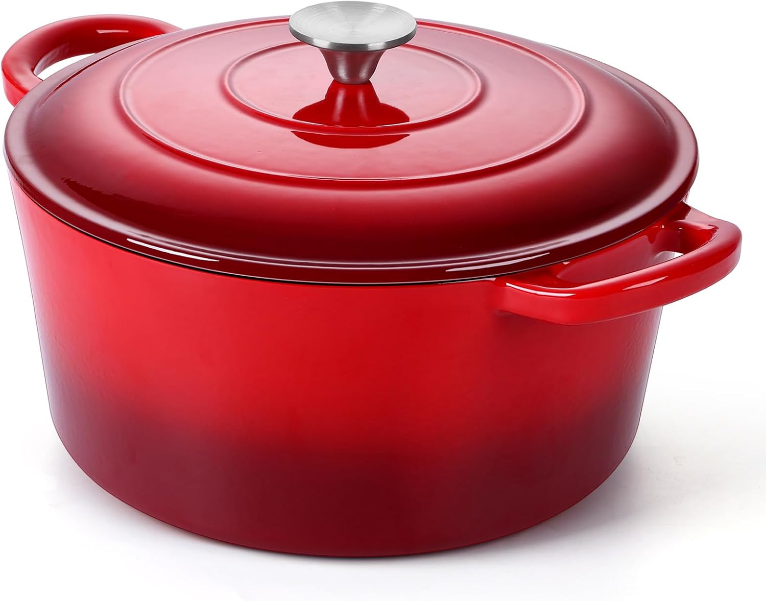 P&P CHEF – Horno holandés esmaltado de 6 cuartos de galón con tapa, olla holandesa de hierro fundido de 6 cuartos de galón, olla redonda esmaltada