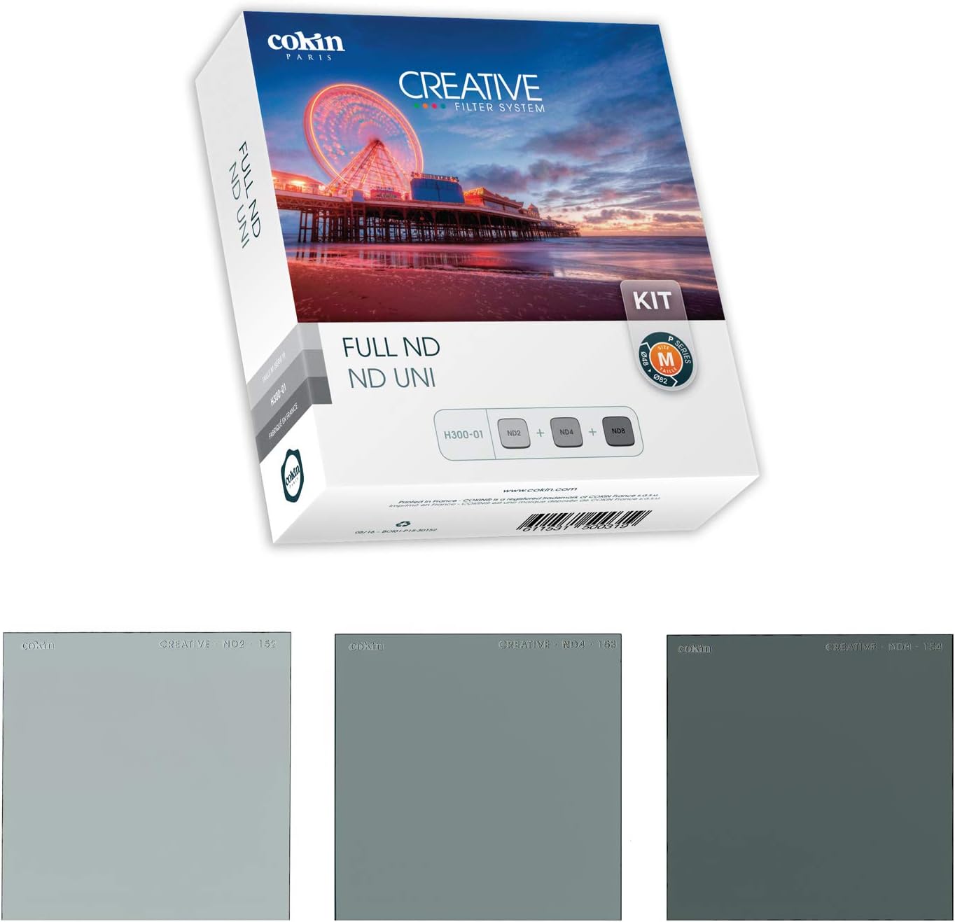 Cokin Kit creativo de filtro cuadrado completo ND  Incluye ND2 (1-Stop), ND4 (2-Stop), ND8 (3-Stop) para soporte de la serie M (P)  3.307 in x 3.307