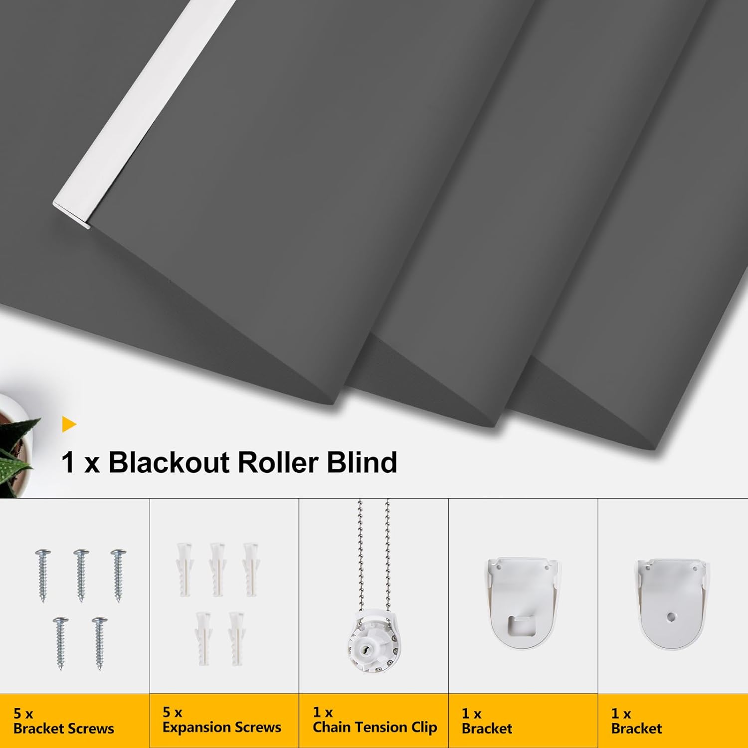 Homland Persianas opacas para ventanas con aislamiento térmico y protección UV, 100% sombra solar, cordón de cuentas de metal, persianas enrollables