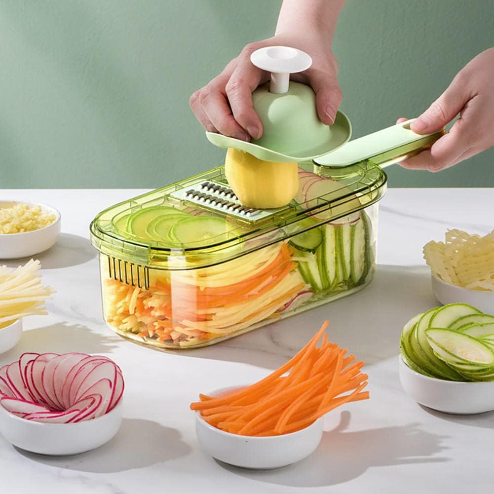 Triturador de verduras, rallador de zanahoria, triturador de verduras para la cocina, cortador de juliana, cortador de juliana, 12.8 pulgadas de