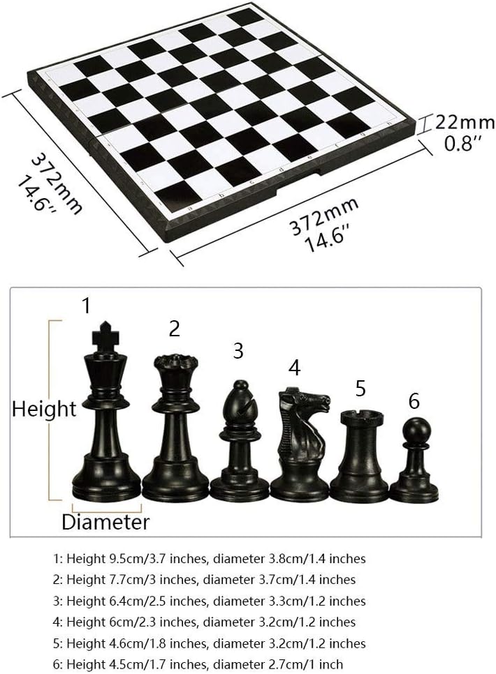 YBYB – Juego de ajedrez plegable de plástico magnético, piezas de ajedrez en blanco y negro, tablero de ajedrez plegable, juego de ajedrez de lujo,