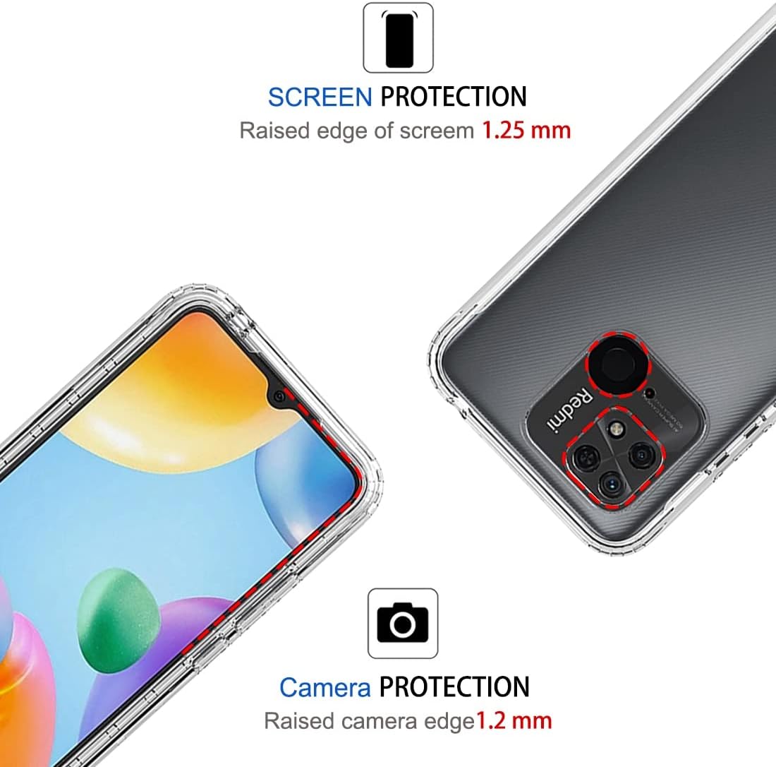 Funda transparente compatible con Xiaomi Redmi 10C 220333QBI con protector de pantalla de vidrio templado, bonito protector de cristal a prueba de
