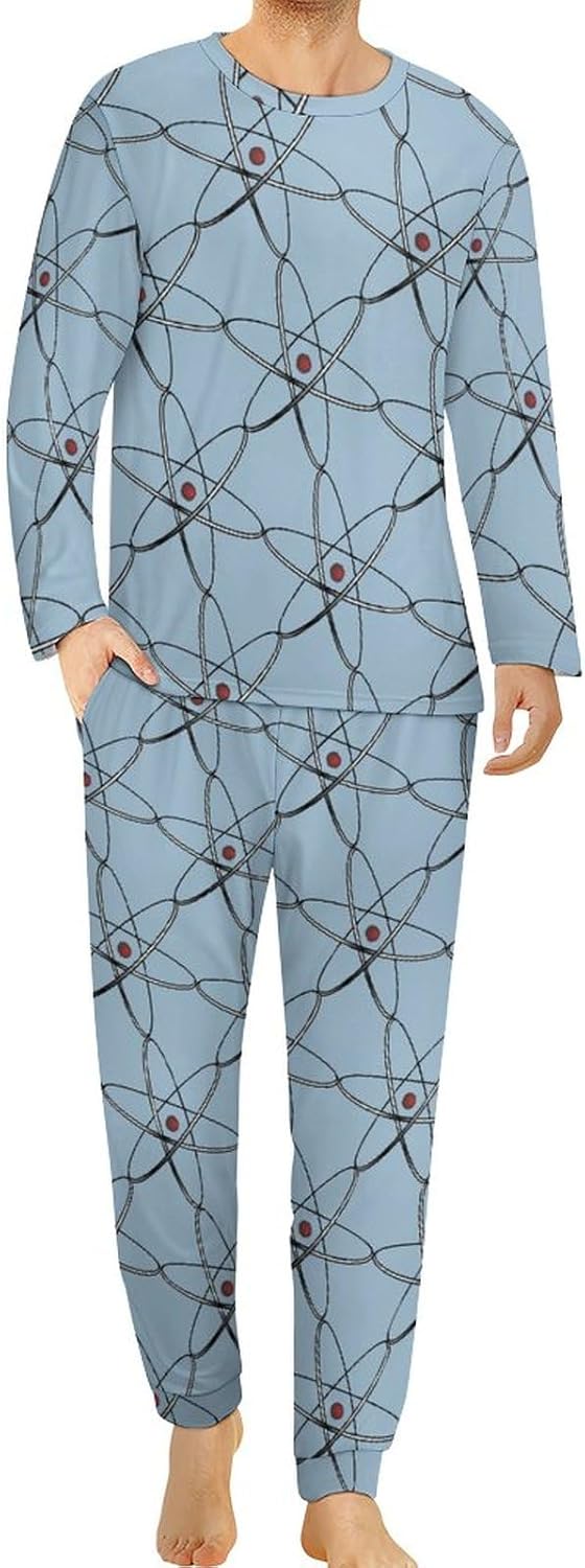 Physics Science Men’s Sleepwear Long Sleeve Top And Bottom Soft Nightwear Pajama Lounge Set
