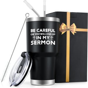 Qtencas Regalos de agradecimiento para pastores, Be Careful or You Will End Up In My Sermon – Vaso de viaje de acero inoxidable, regalos para Qtencas Regalos de agradecimiento para pastores, Be Careful or You Will End Up In My Sermon – Vaso de viaje de acero inoxidable, regalos para