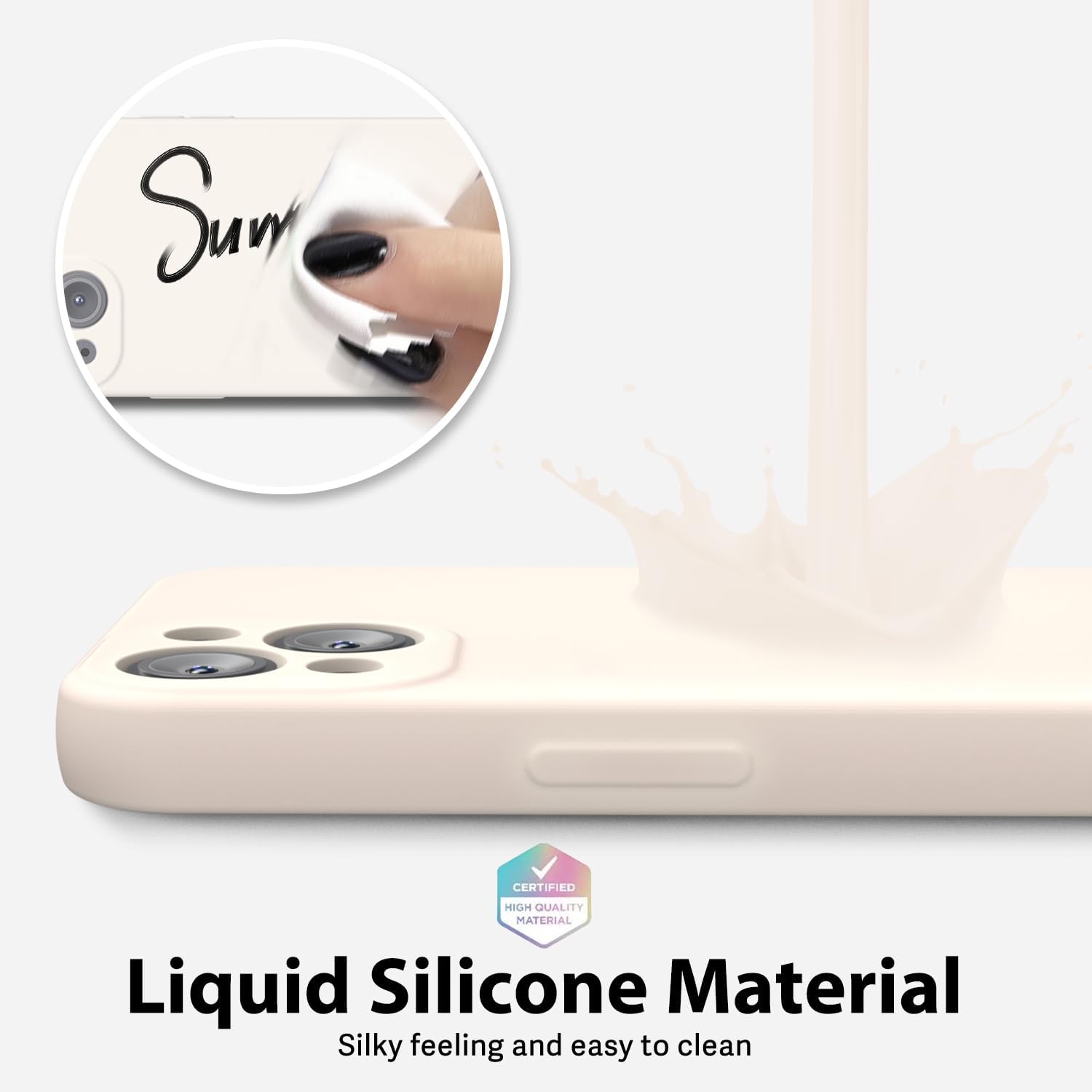 oakxco Funda para iPhone 13 de silicona líquida, bonita funda delgada y delgada de goma suave de TPU para mujeres y niñas, diseño estético,