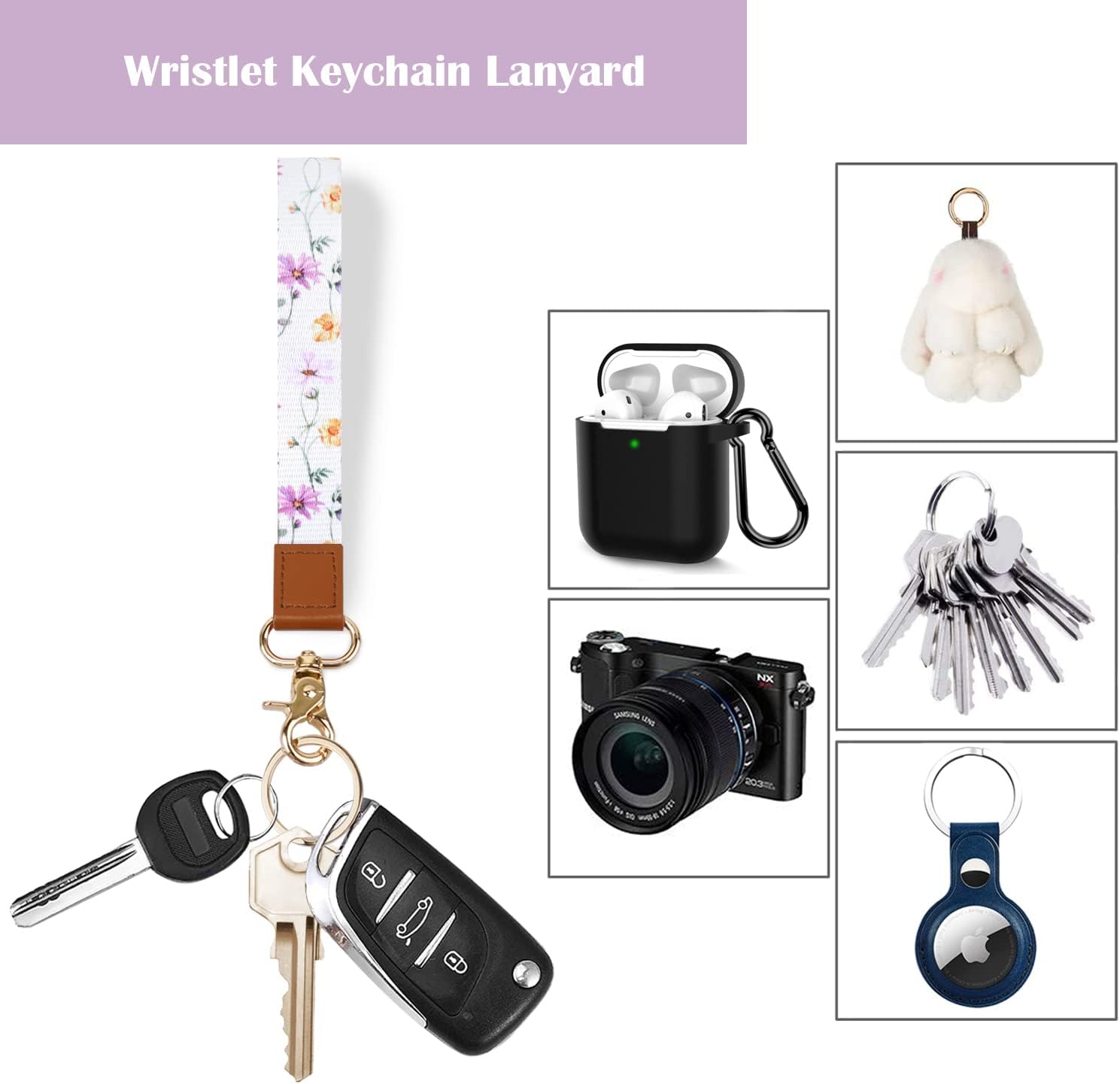 WAVEYU Cordón para cartera, cordón para tarjetas de identificación, cartera con cordón para mujeres y niñas, cordón para la muñeca con soporte para
