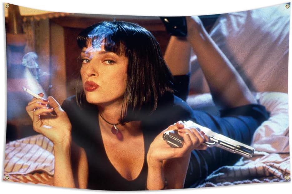 Uma Thurman – Pósteres de tapiz de pulpa ficción, banderas divertidas para dormitorio universitario, pancarta de película para dormitorio, sala de