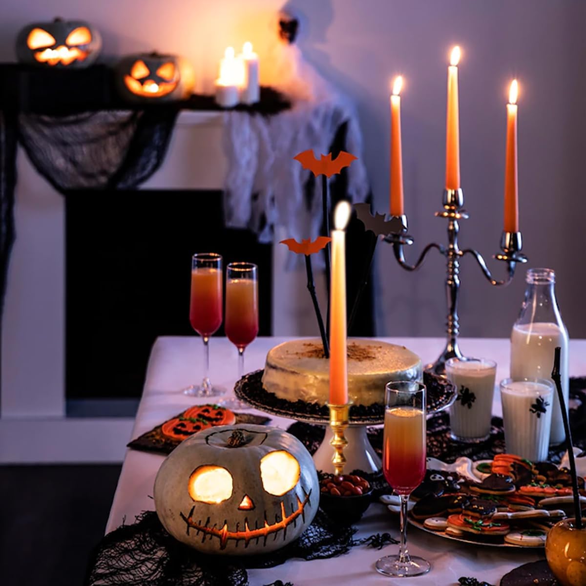20 velas cónicas naranjas, candelabros delgados de 10 x 78 pulgadas, ideales para Halloween, cosecha de otoño, cena, fiesta y emergencia