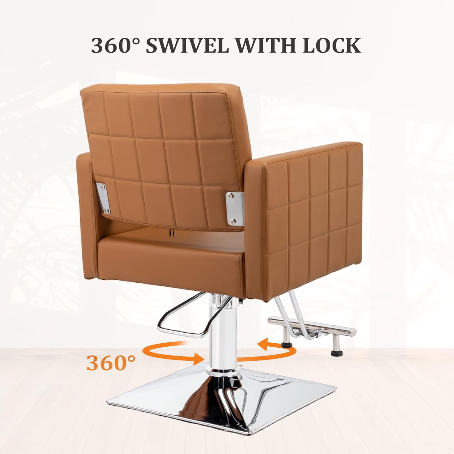 Silla de peluquería para estilista de peluquería de asiento ancho, silla de peluquería hidráulica con reposapiés de acero inoxidable, silla de
