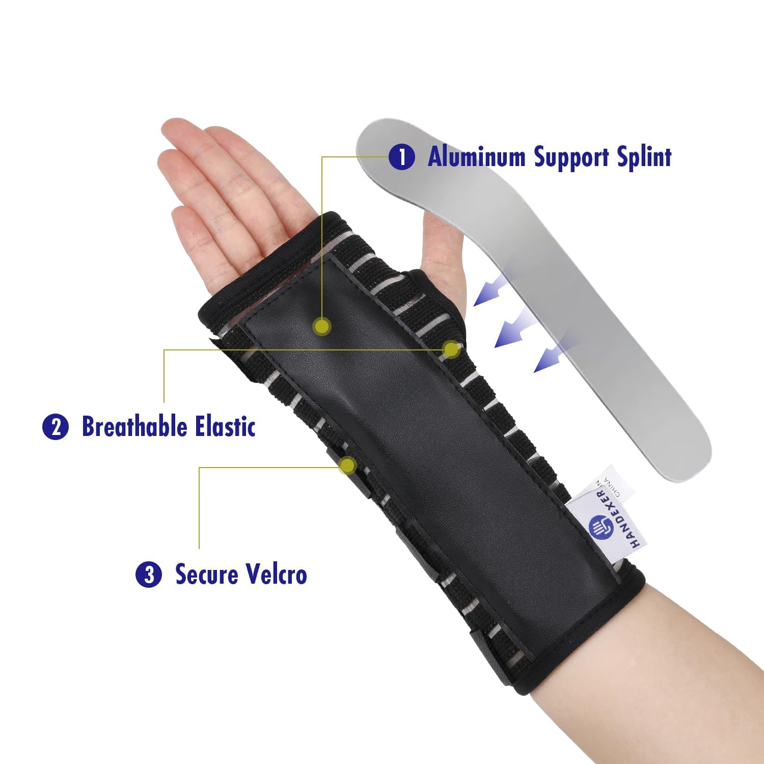 Muñequera de apoyo nocturno  Máximo alivio para túnel carpiano, tendinitis y artritis  Férula ajustable para manos derecha e izquierda  Negro (mano