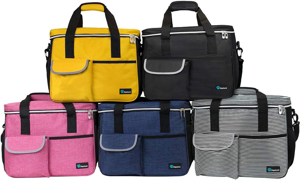 PetAmi Bolsa de viaje para perro, organizador de bolsa con bolsillos multifunción aprobado para aerolíneas, con bolsa contenedora de alimentos y
