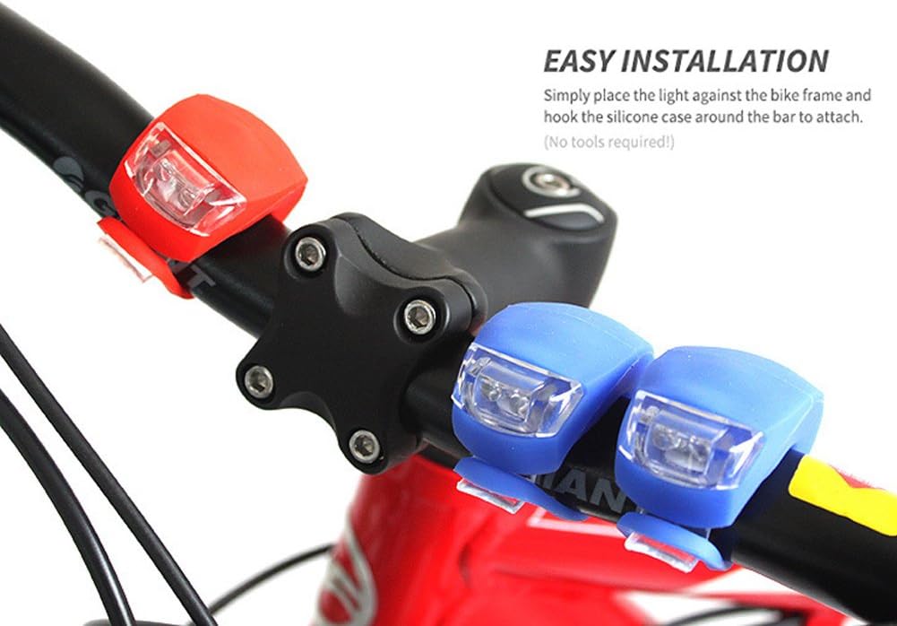 Juego de luces LED de silicona delanteras y traseras para bicicleta, faros delanteros y traseros, impermeables y de seguridad para carretera, luces