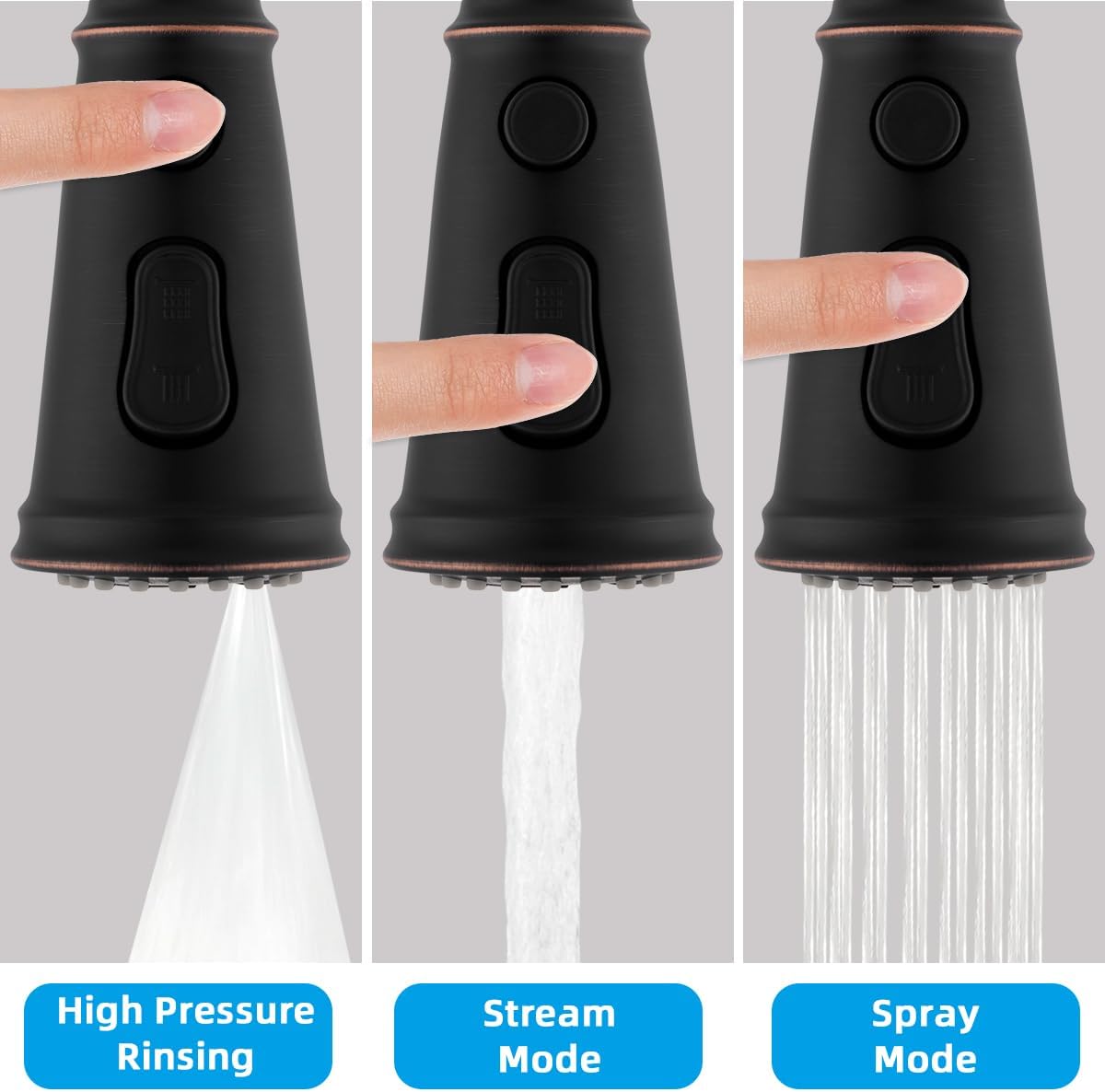 Reemplazo de cabezal de grifo de cocina extraíble, boquilla de cabezal rociador de cabezal de grifo de fregadero de cocina de 3 funciones con 10