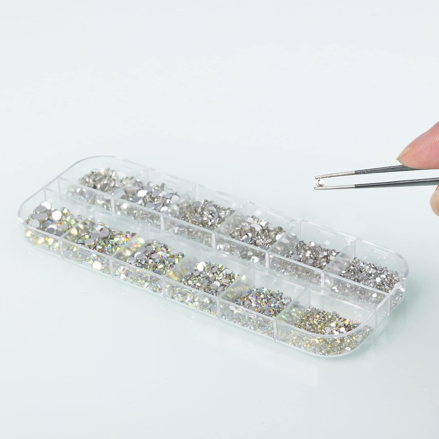 MAEXUS MAEXUS – Juego de 2880 diamantes de imitación de cristal para uñas, dijes transparentes para uñas, gemas de diamantes de imitación AB con