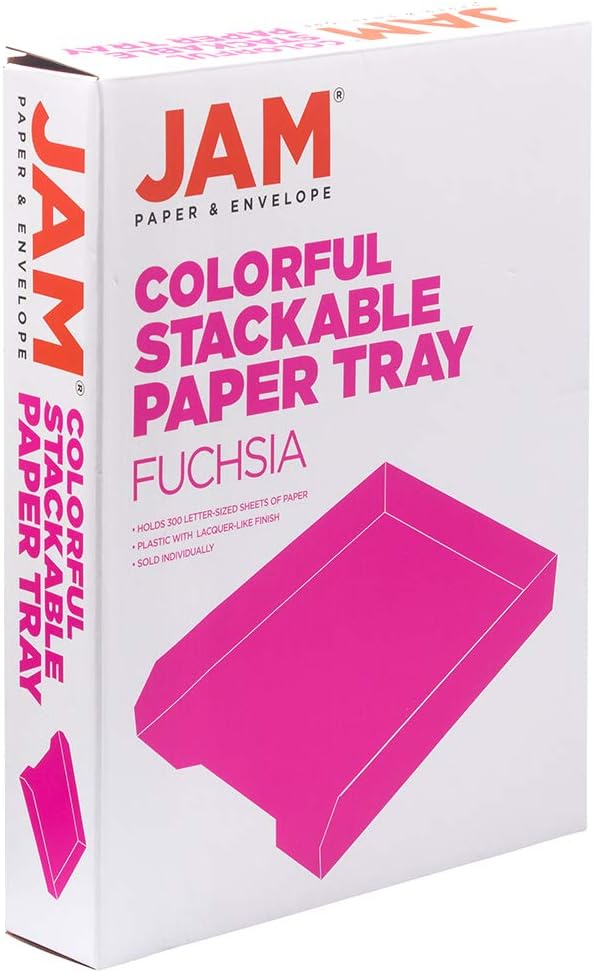 JAM PAPER Bandejas de papel apilables, color rosa, bandeja organizadora de documentos de escritorio, cartas y archivos, se venden individualmente