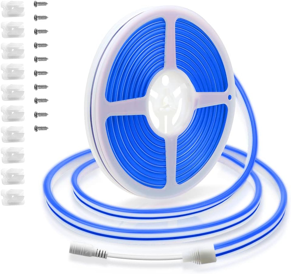 ALITOVE Tira de luces LED de neón de 16.4 pies, 600 LED, 12 V CC, impermeable, para dormitorio, bar, sala de juegos, sala de estar, decoración de