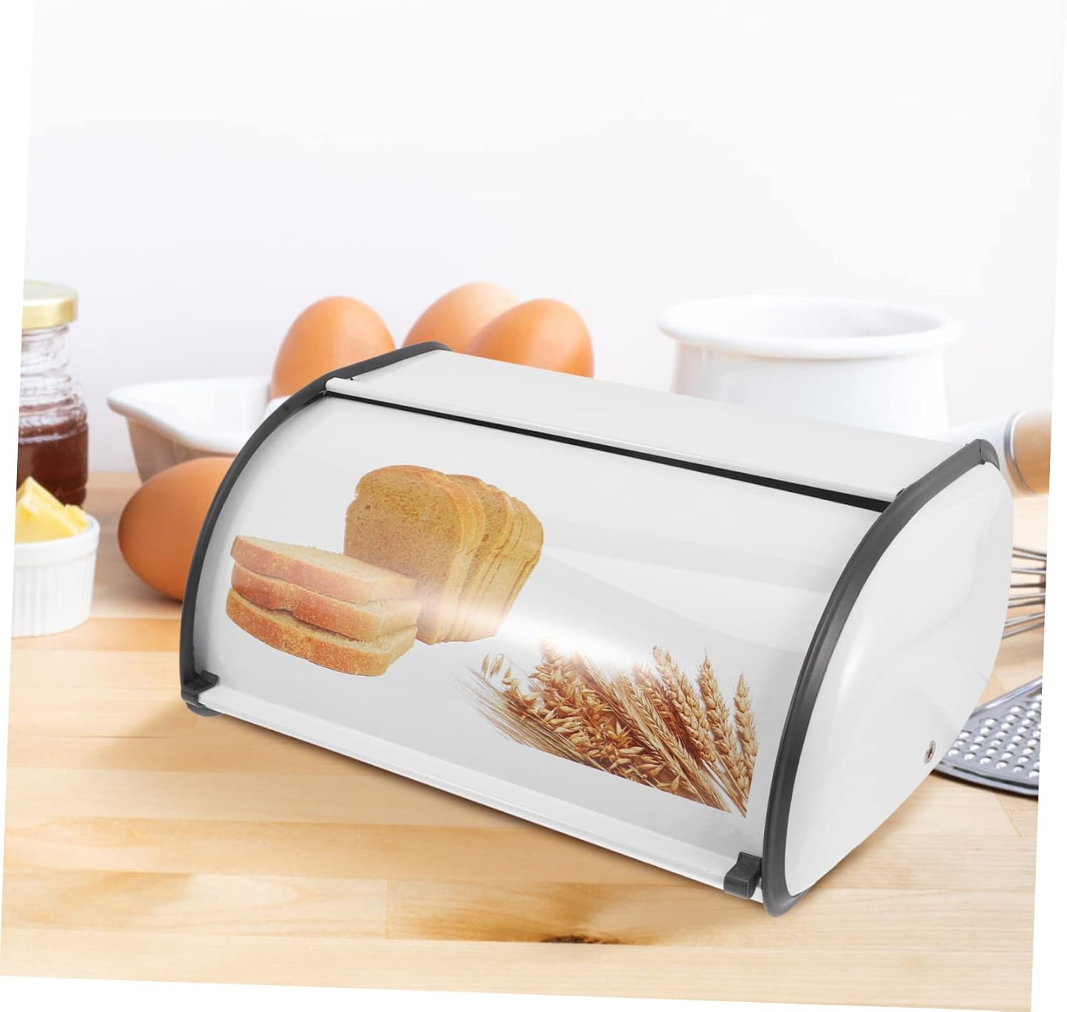 BESTOYARD Caja de pan impresa mostrador de pan contenedor de pan de metal recipiente de pan de cocina contenedor de pan de almacenamiento lata ca